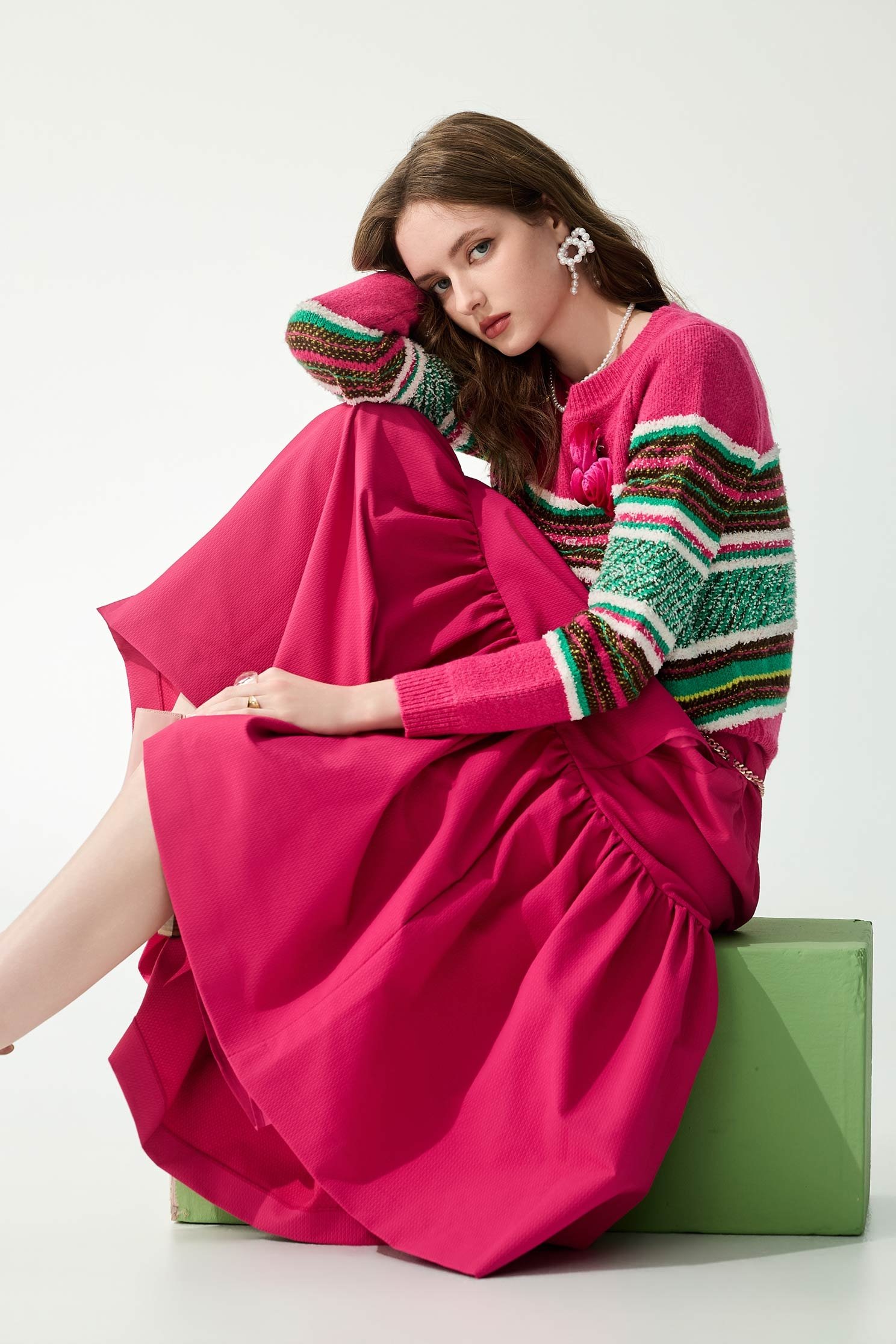 玫瑰可露麗採條針織玫瑰可露麗採條針織,上衣,春夏穿搭,針織,針織衫