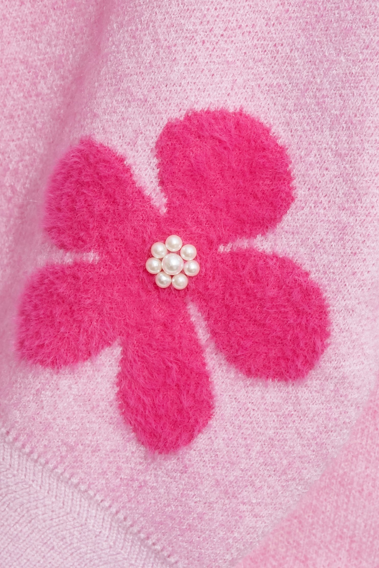 洋紅粉花朵褆花針織上衣洋紅粉花朵褆花針織上衣,上衣,春夏穿搭,珍珠,針織,針織衫