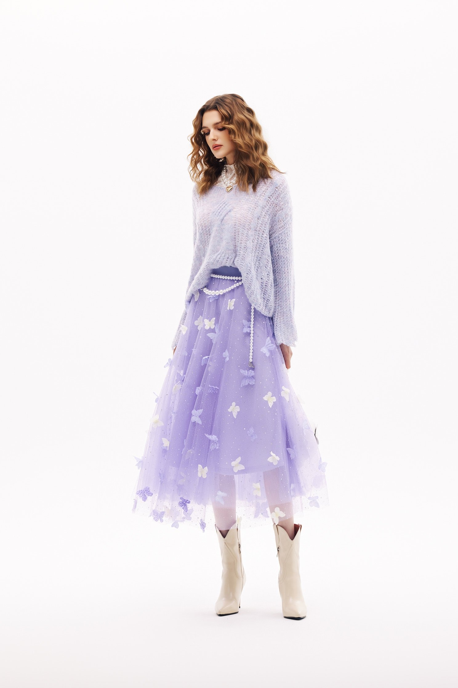 柔紫色五彩針織上衣柔紫色五彩針織上衣,V領上衣,上衣,春夏穿搭,約會特輯,針織,針織上衣,針織衫