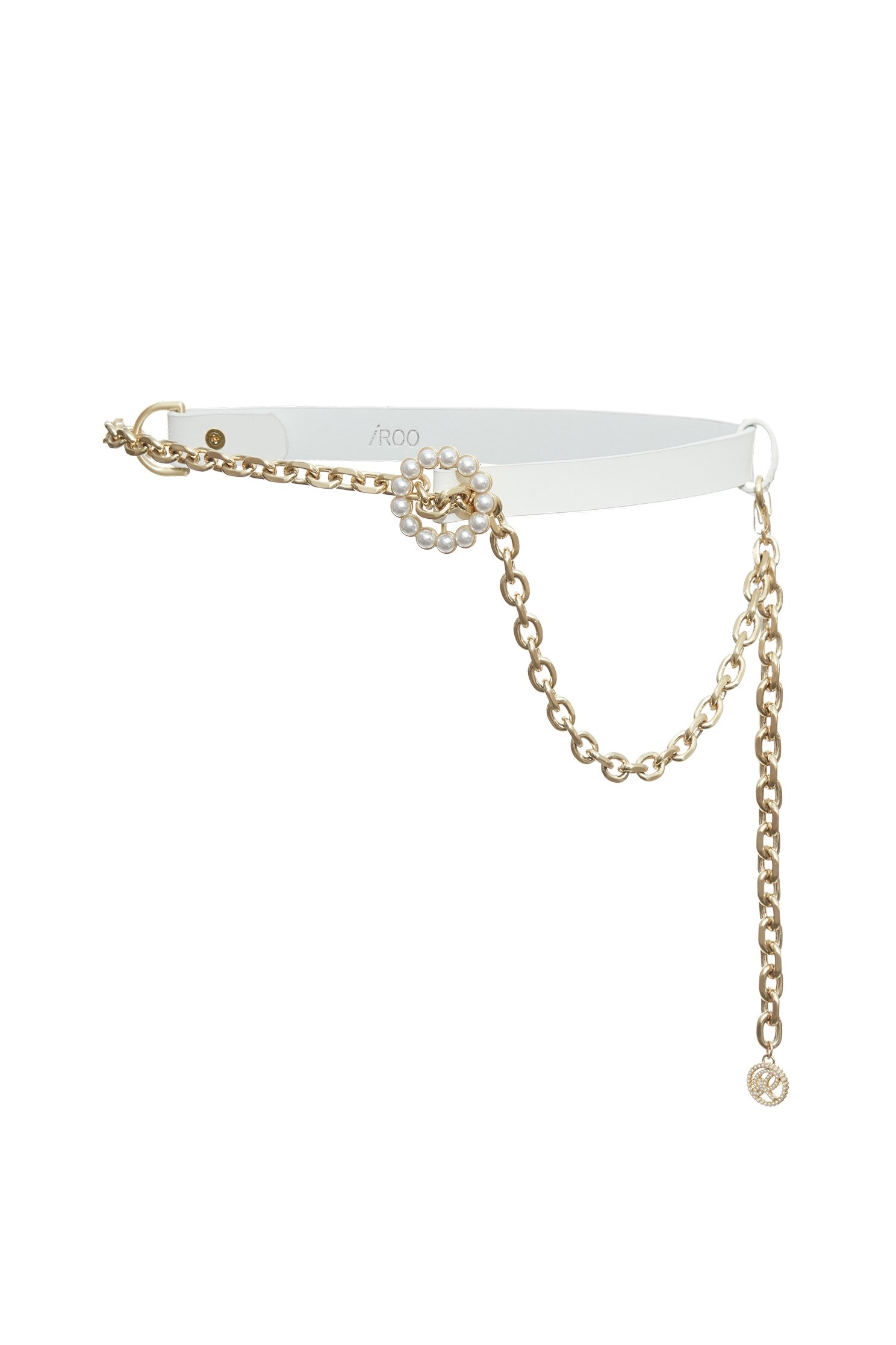 個性珍珠鍊條複合腰帶個性珍珠鍊條複合腰帶,珍珠,皮帶,皮革,秋冬穿搭