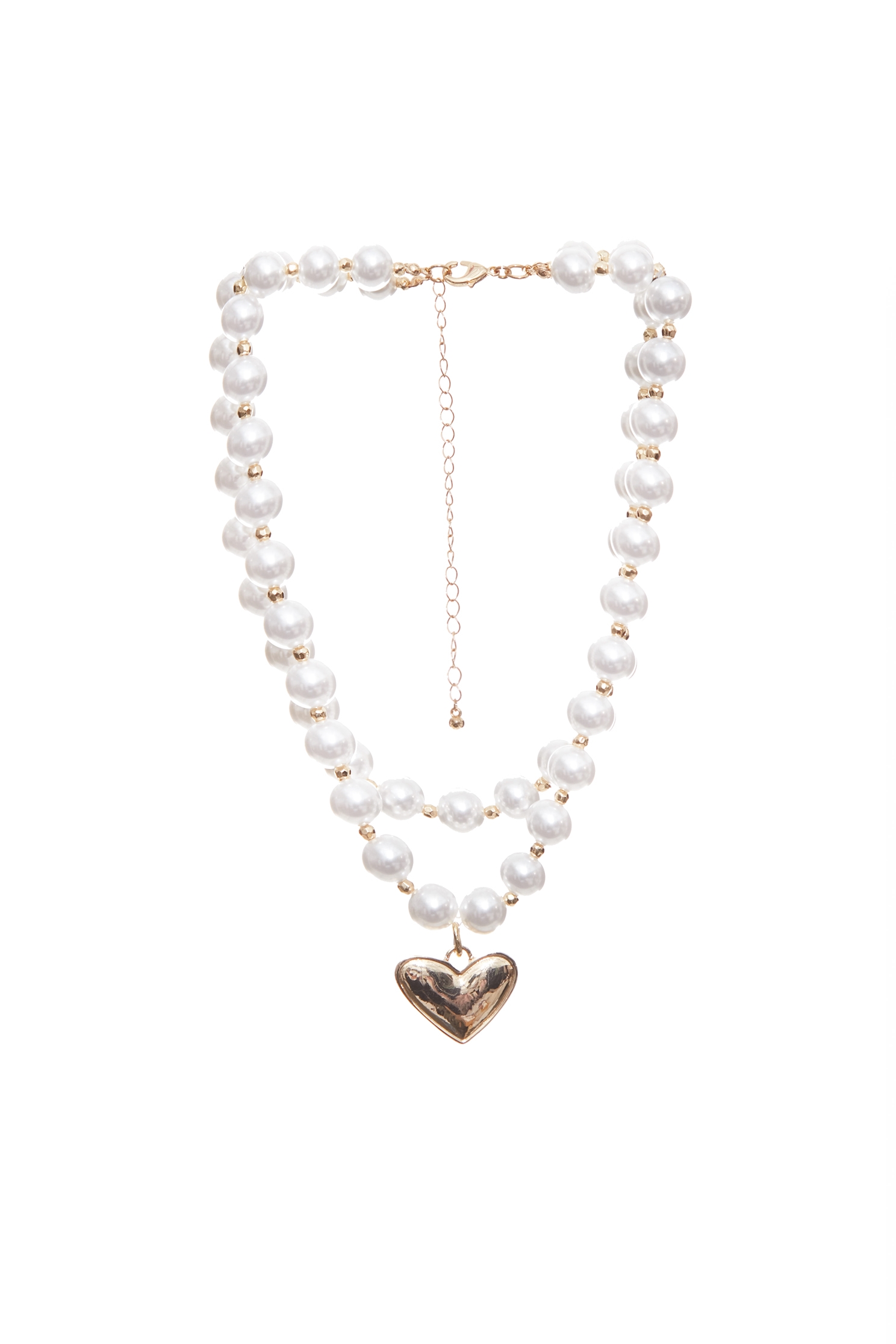 浪漫雙層珍珠心型吊墜項鍊浪漫雙層珍珠心型吊墜項鍊,珍珠,秋冬穿搭,項鍊