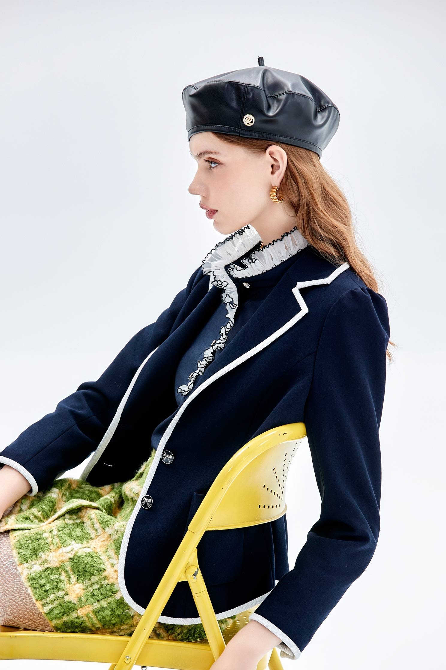 法式貝雷帽法式貝雷帽,皮革,秋冬穿搭