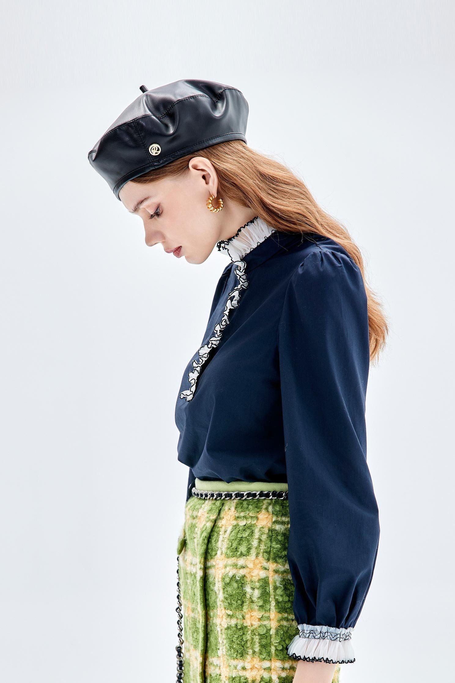 法式貝雷帽法式貝雷帽,皮革,秋冬穿搭