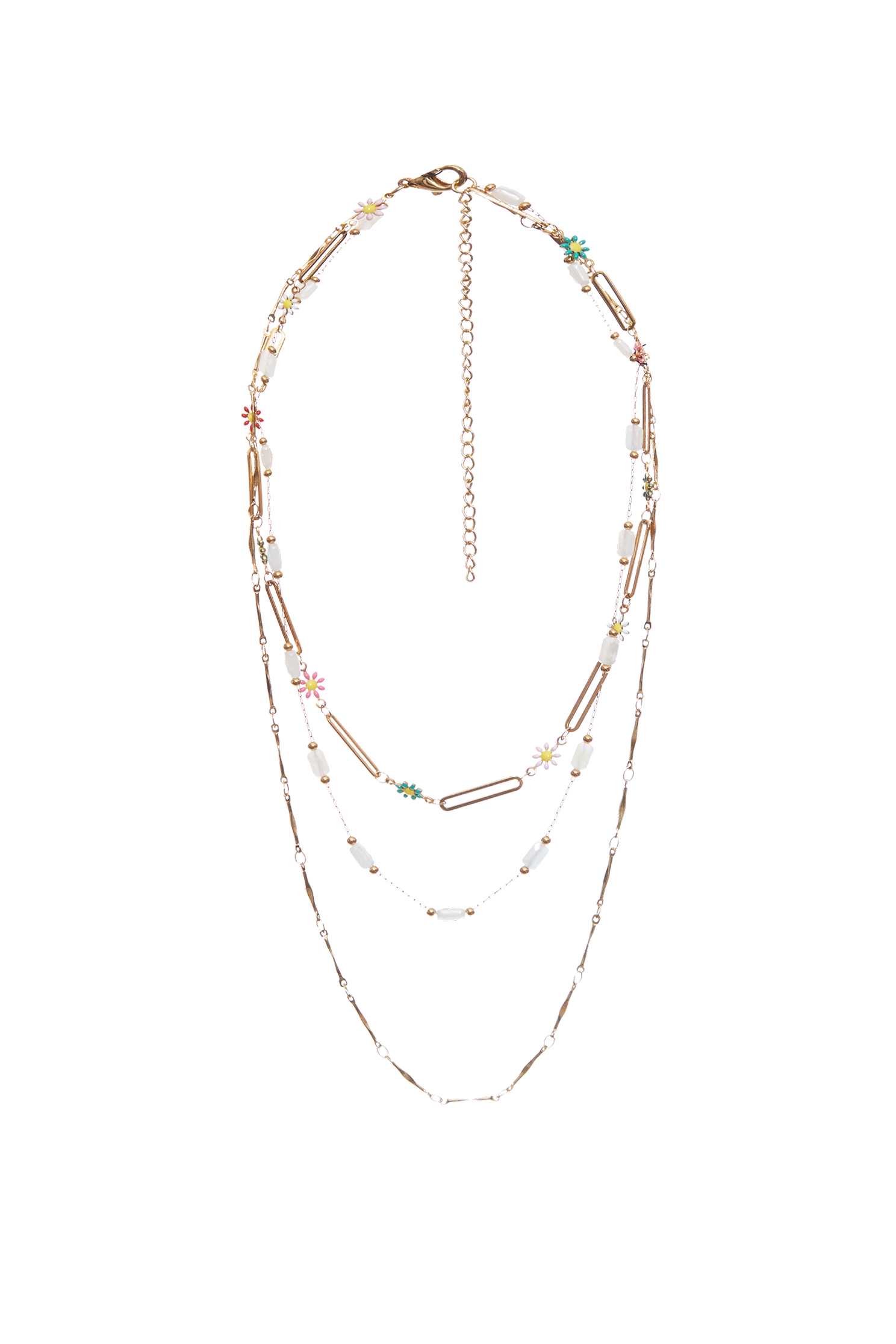 繽紛花朵水鑽多層次細鍊繽紛花朵水鑽多層次細鍊,秋冬穿搭,項鍊