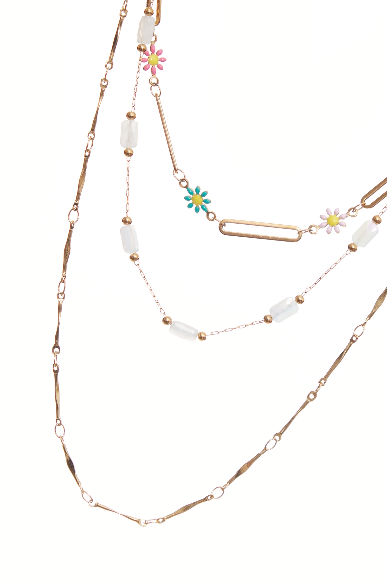 繽紛花朵水鑽多層次細鍊繽紛花朵水鑽多層次細鍊,秋冬穿搭,項鍊