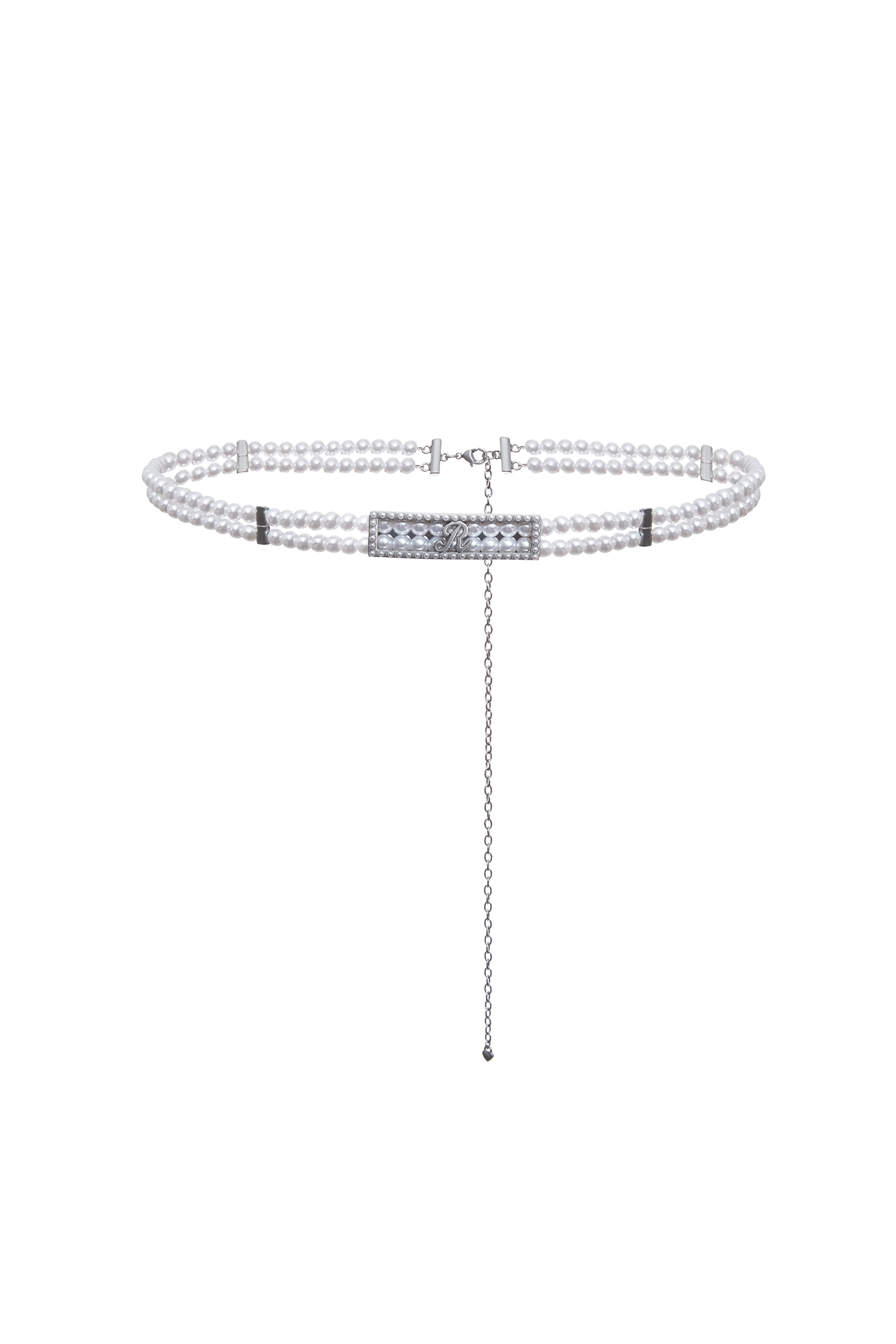 雙排珍珠R字簡約腰鍊雙排珍珠R字簡約腰鍊,春夏穿搭,珍珠