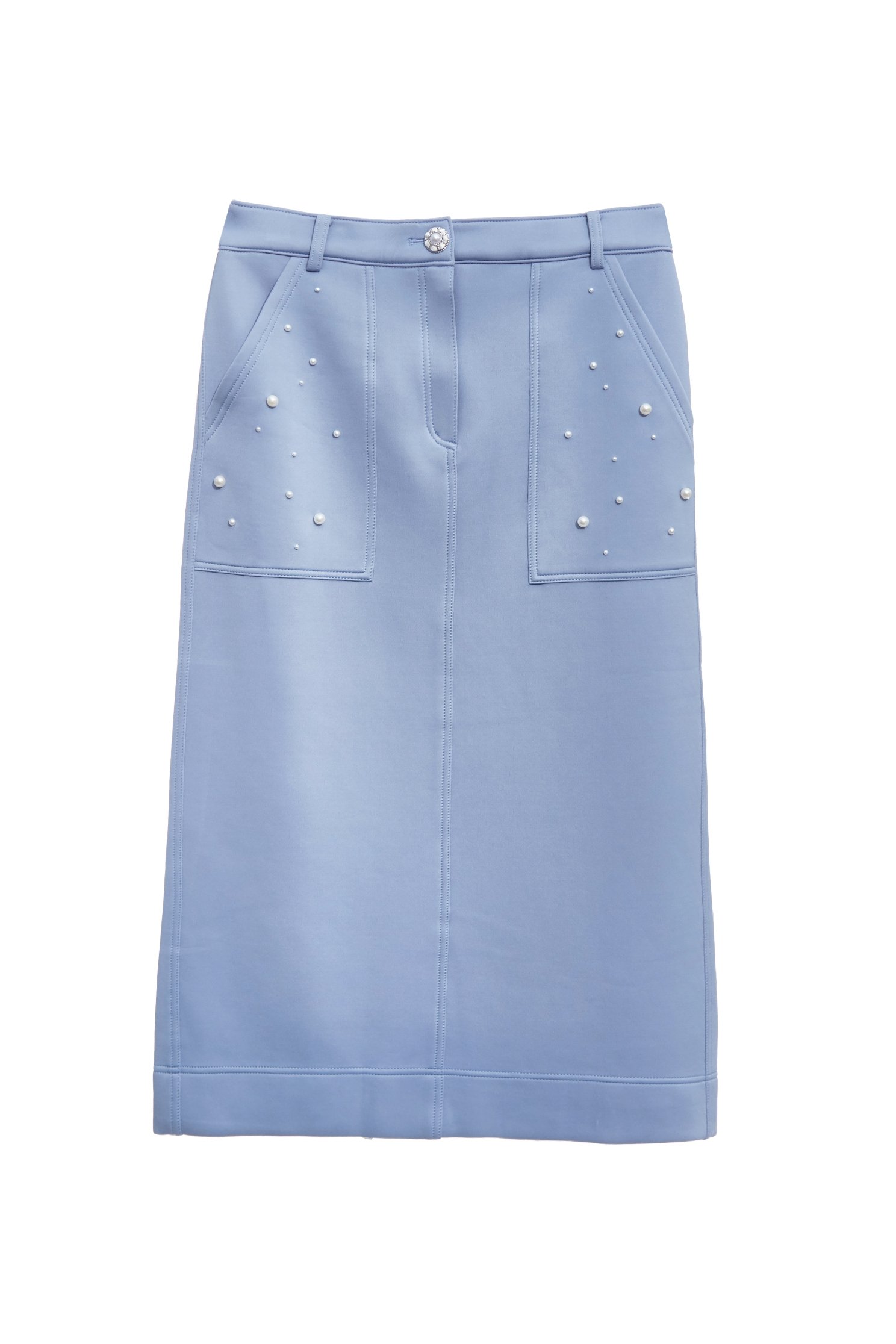 晚山新黛珍珠口袋長裙晚山新黛珍珠口袋長裙,刺繡,春夏穿搭,時髦成套搭配,珍珠,簡約穿搭,長裙