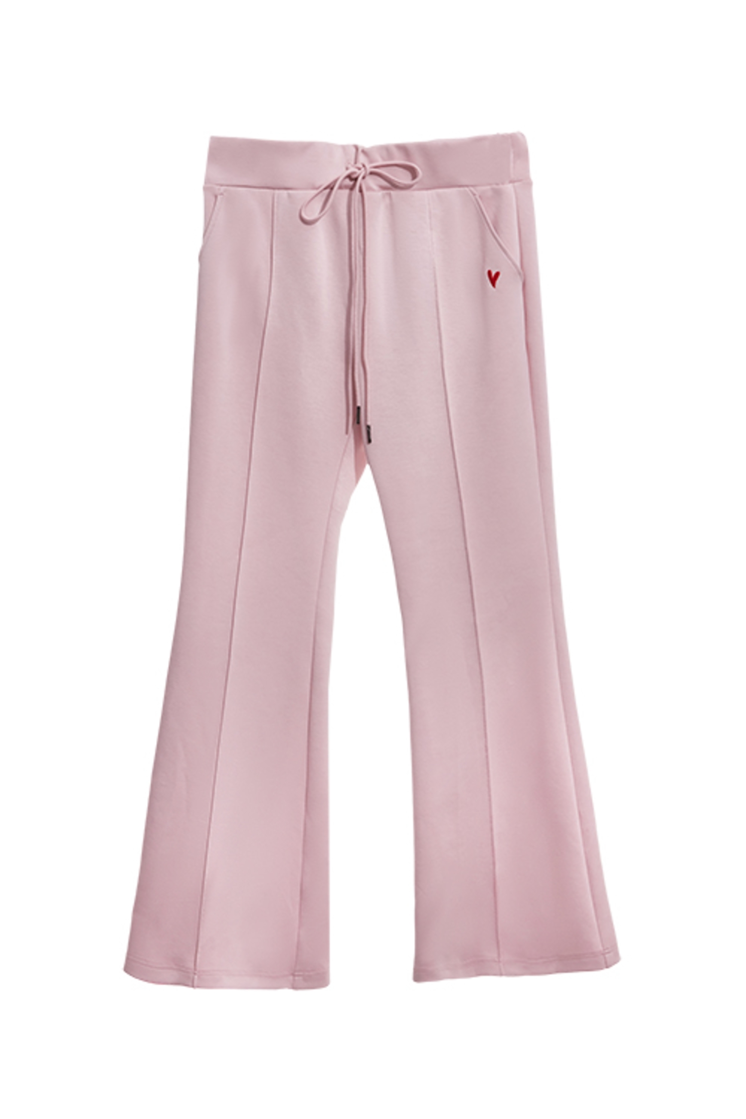 休閒風喇叭長褲粉紅雪糕色喇叭褲,刺繡,喇叭褲,秋冬穿搭,褲子