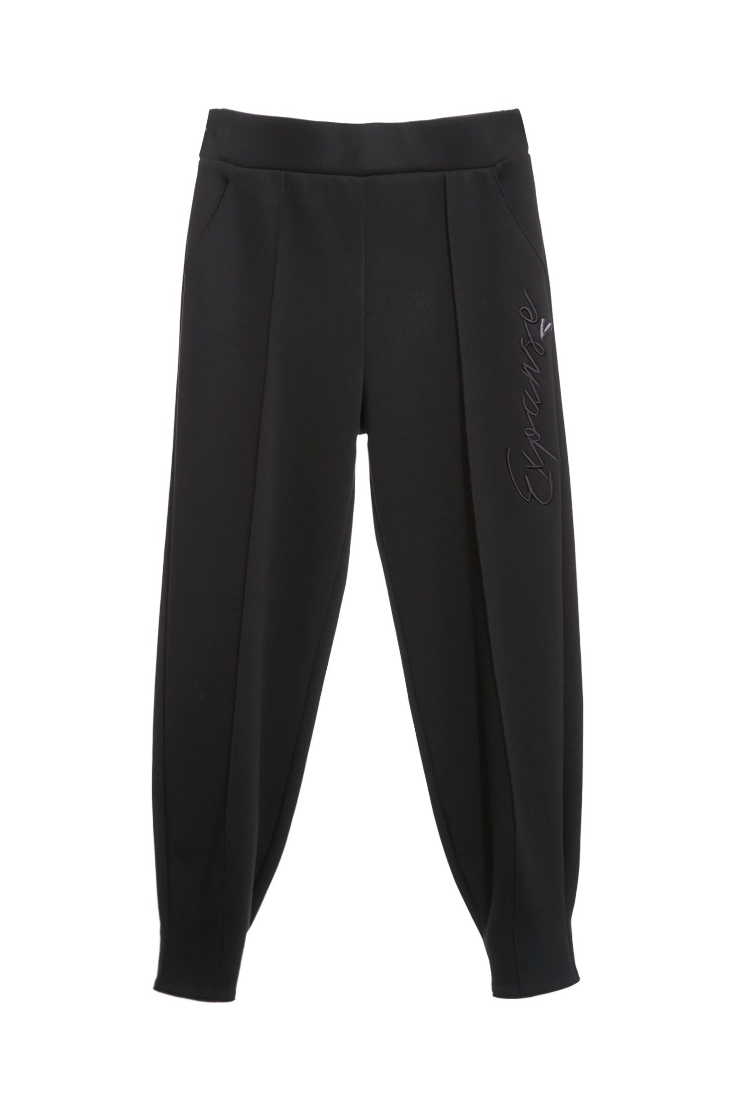 精緻刺繡簡約慢跑褲精緻刺繡簡約慢跑褲,刺繡,秋冬穿搭,褲子,黑色褲子