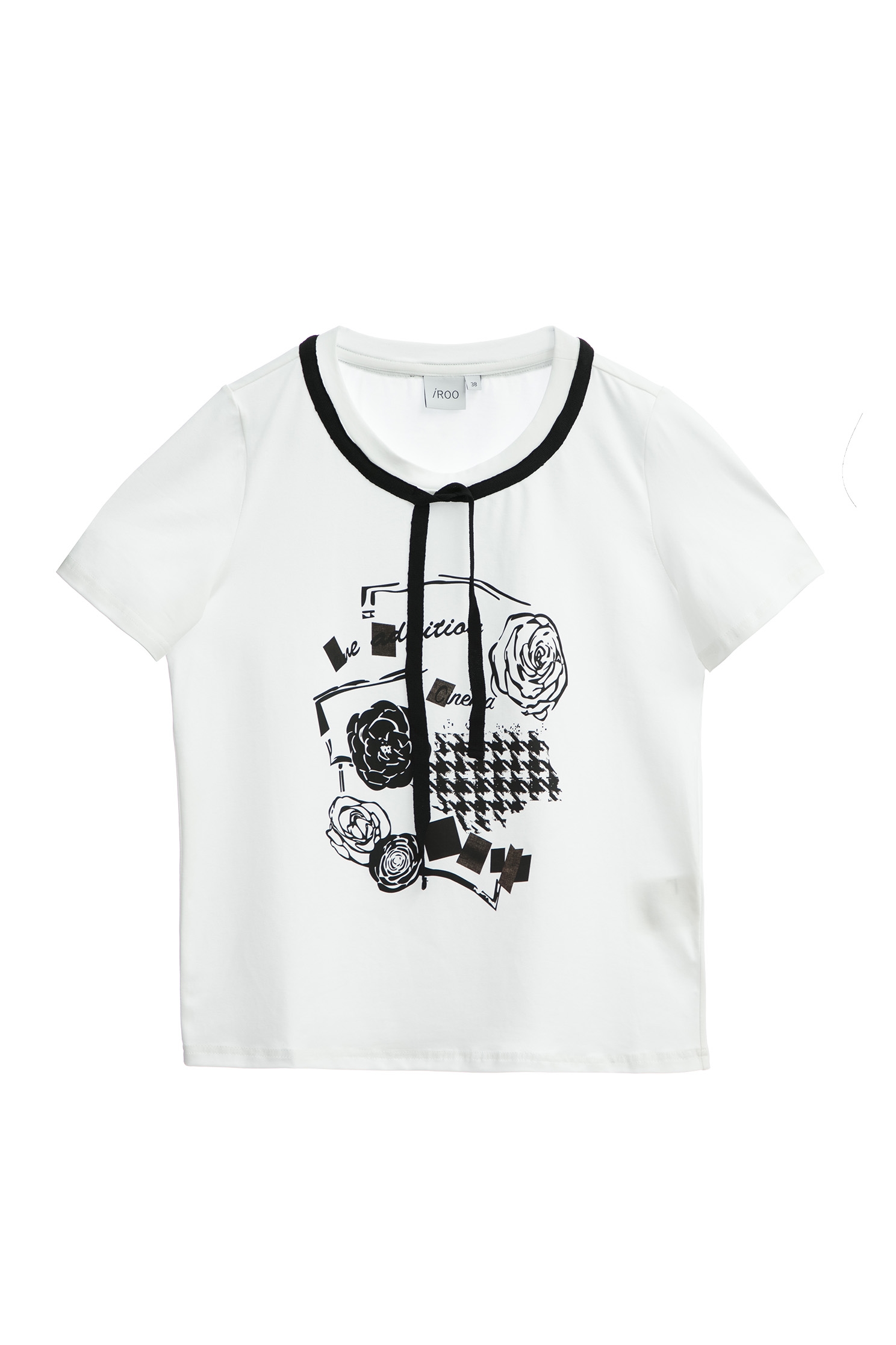 織帶鑲領口T恤上衣織帶鑲領口T恤上衣,T-Shirt,上衣,白色上衣,秋冬穿搭