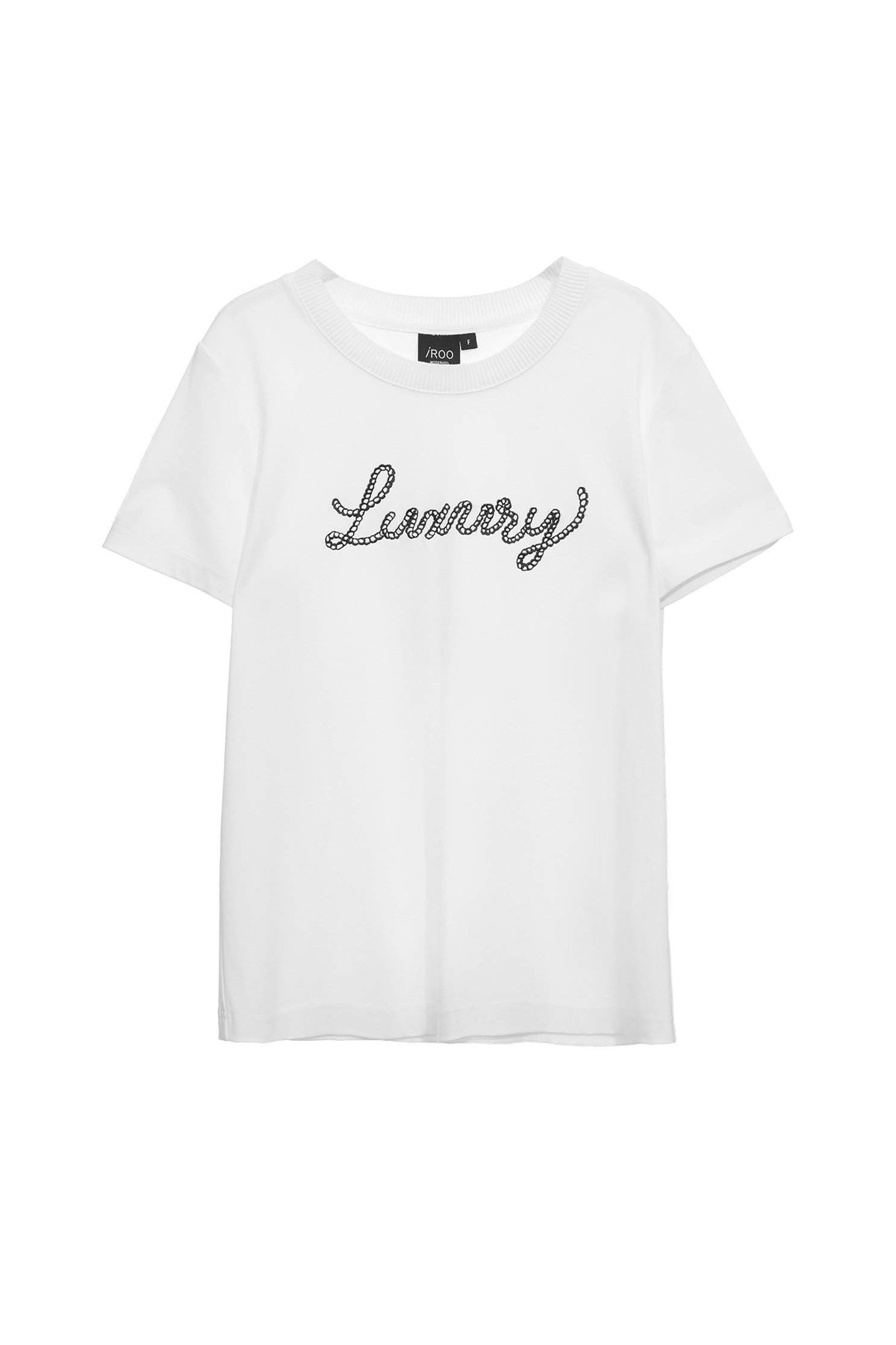 單字繩索刺繡T恤上衣單字繩索刺繡T恤上衣,T-Shirt,上衣,刺繡,春夏穿搭,白色上衣