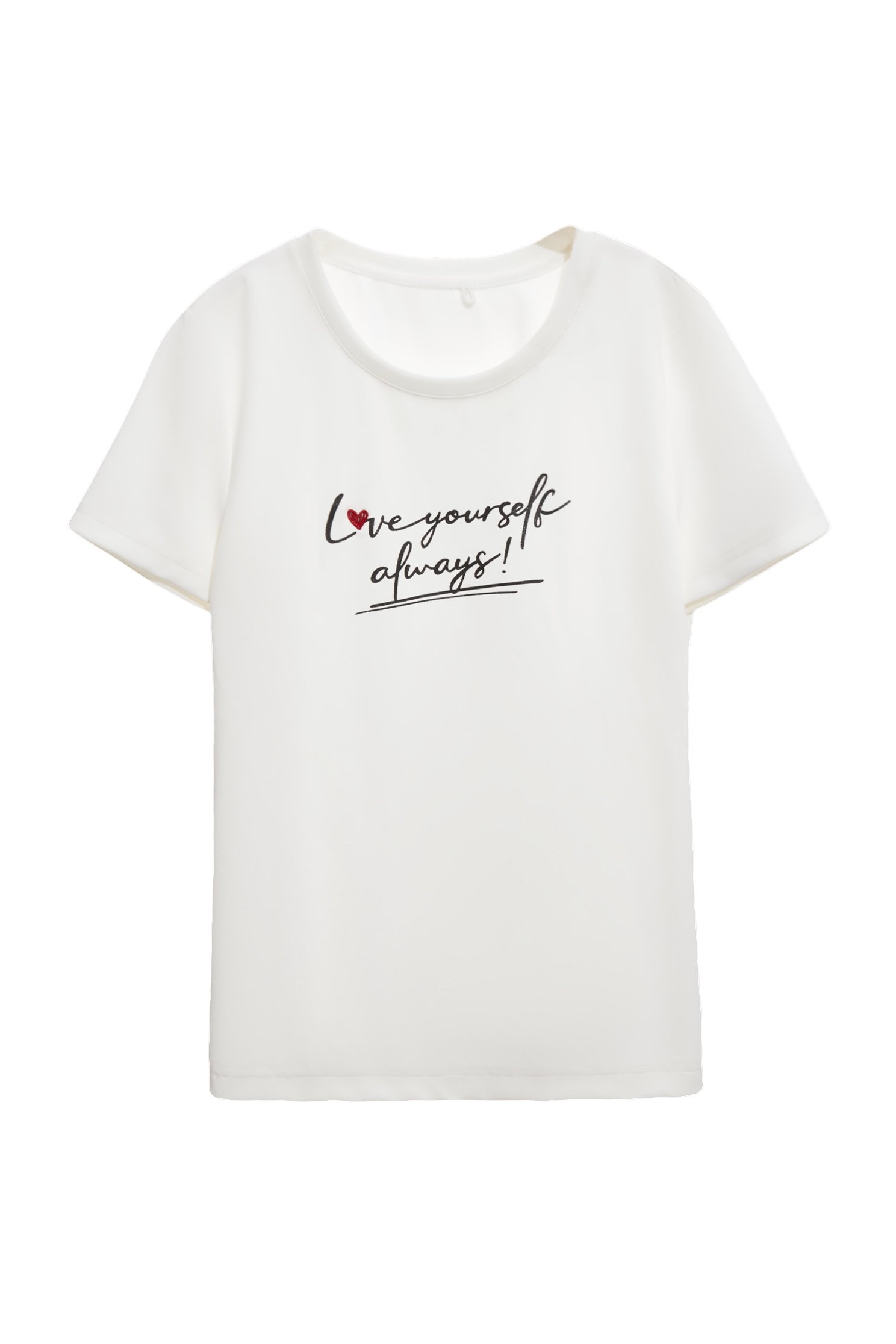 愛自己標語印花窄版上衣Love Yourself Always 印花窄版上衣,T-Shirt,上衣,刺繡,春夏穿搭,白色上衣