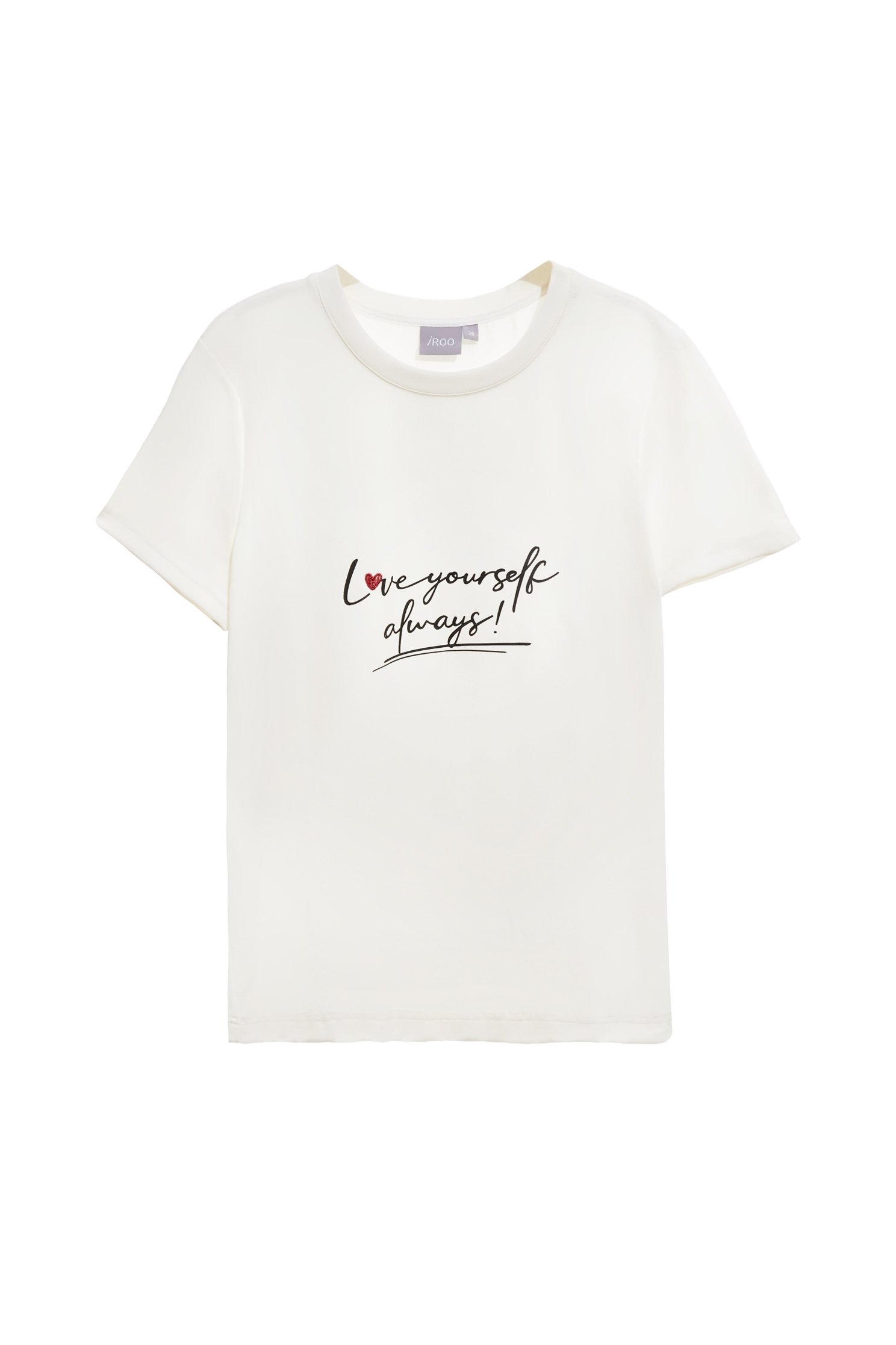 愛自己標語印花窄版上衣Love Yourself Always 印花窄版上衣,T-Shirt,上衣,刺繡,春夏穿搭,白色上衣