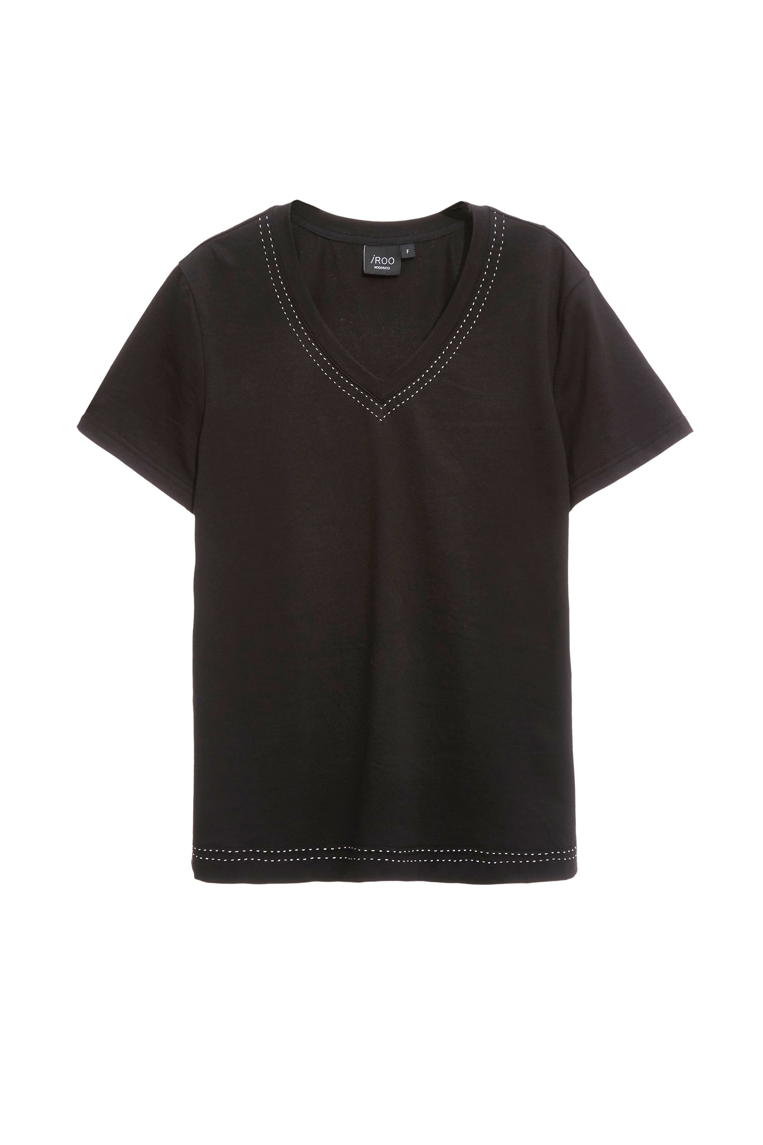 極簡合身鑲色邊T恤上衣極簡合身鑲色邊T恤上衣,T-Shirt,上衣,刺繡,春夏穿搭,黑色上衣