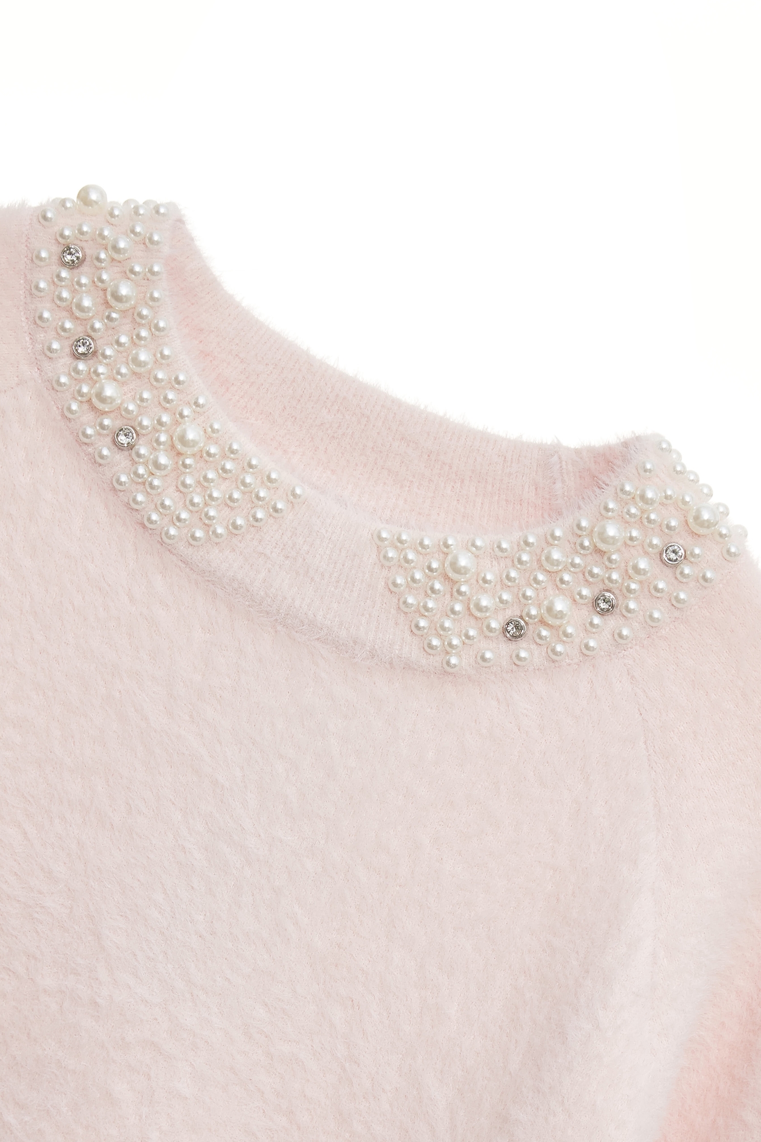 超凡粉綴珍珠針織上衣超凡粉綴珍珠針織上衣,上衣,刺繡,珍珠,秋冬穿搭,簡約穿搭,針織,針織上衣