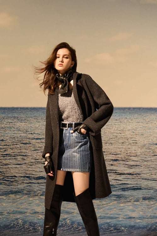 安靜灰長版大衣,外套