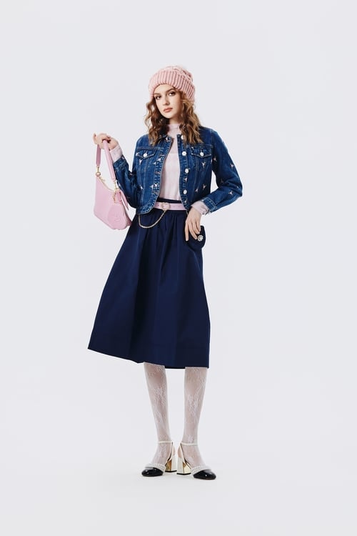 玫瑰石英粉花朵刺繡外套,一般外套