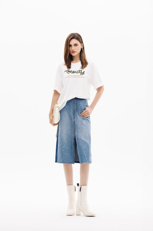 顯瘦刷色牛仔長裙,牛仔,丹寧