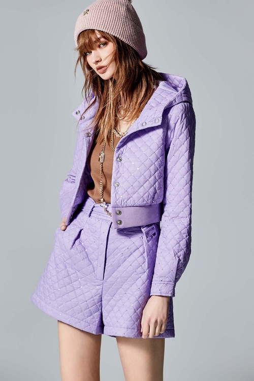 數字薰衣草絎縫短褲,褲子