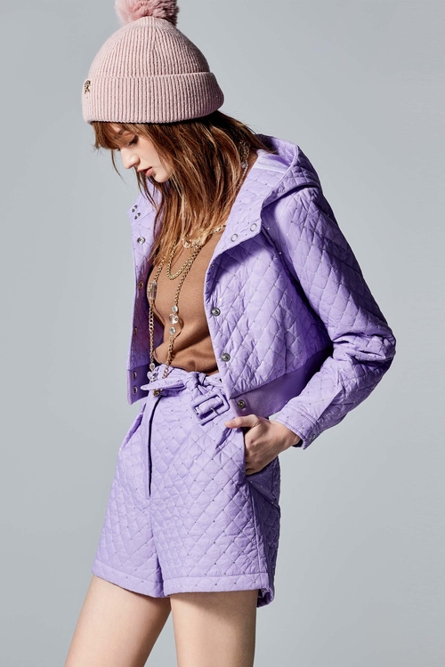 數字薰衣草絎縫短褲,褲子