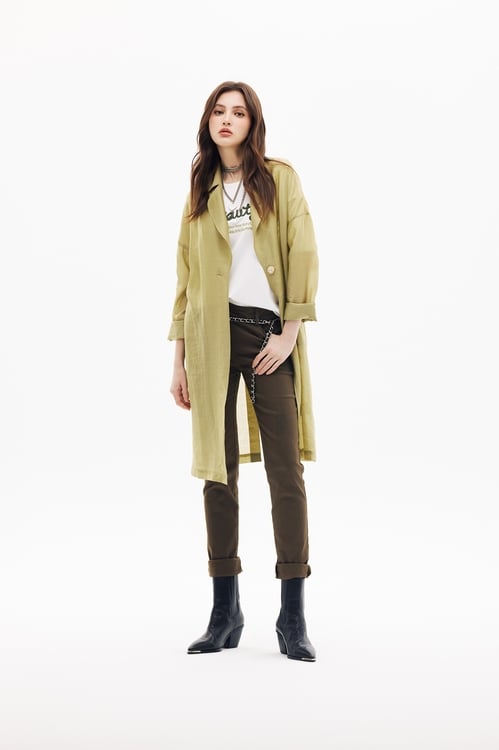 酸橙綠仿牛仔合身褲,牛仔,丹寧