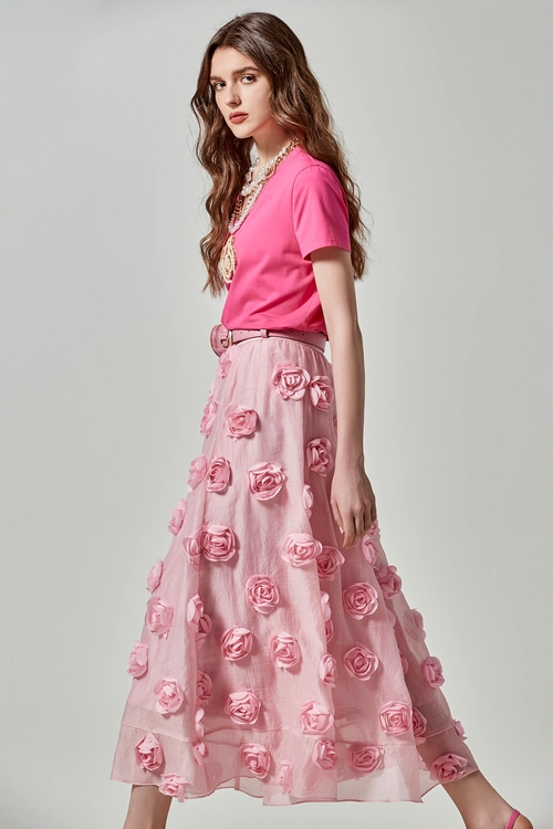 小香風織帶鍊花朵上衣,毛呢花呢