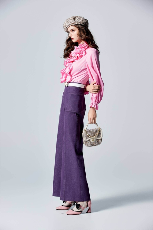 新娘粉層次木耳領上衣,時髦選品專區