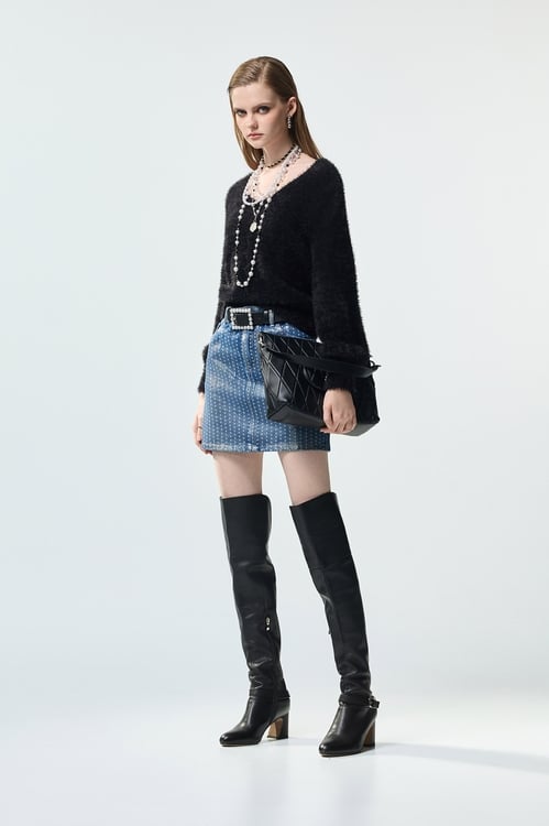 交叉綁帶造型針織上衣,上衣