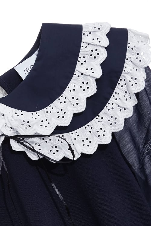 蕾絲領裝飾針織上衣,針織