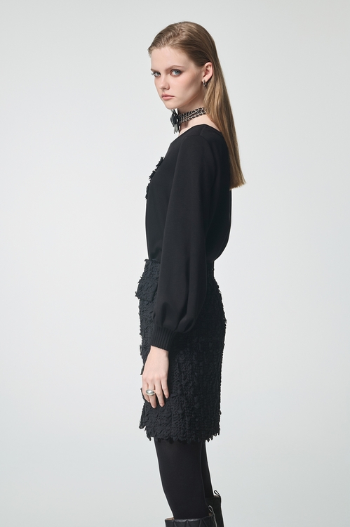 珍珠花片蝴蝶繡花單品上衣,上衣