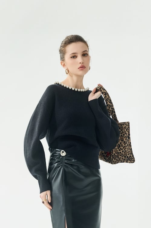 珍珠縫飾針織單品,上班穿搭