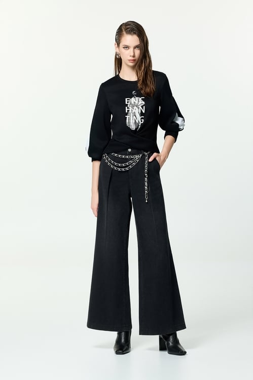 千鳥圖騰印花T單品上衣,上班穿搭