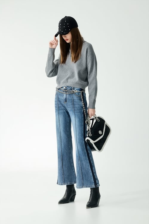 薄暮灰閃光針織上衣,秋冬穿搭