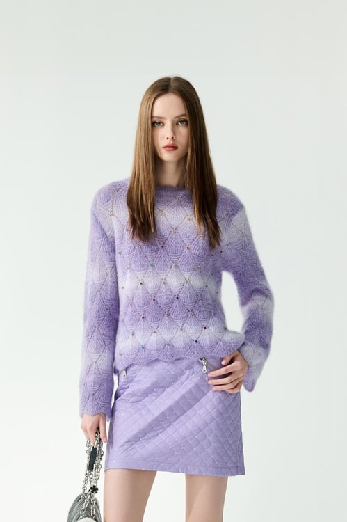 銀河丁香紫漸層針織,秋冬穿搭