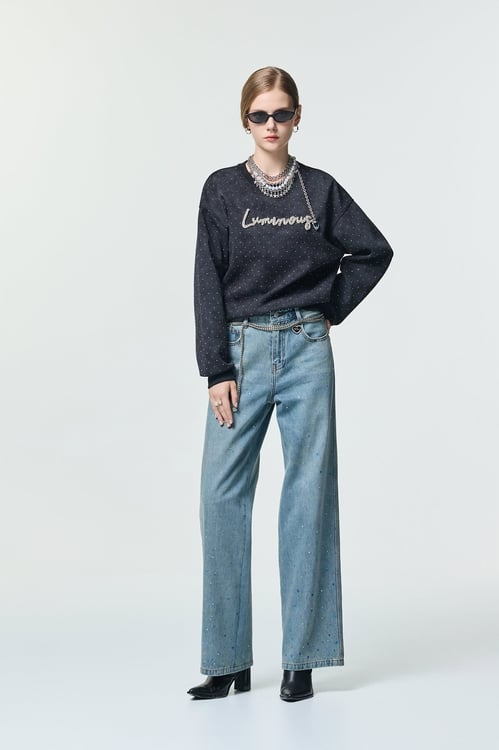 仿舊洗水閃光衛衣,秋冬穿搭