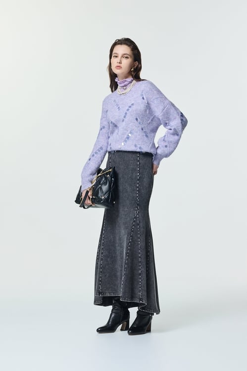 銀河丁香紫針織上衣,秋冬穿搭