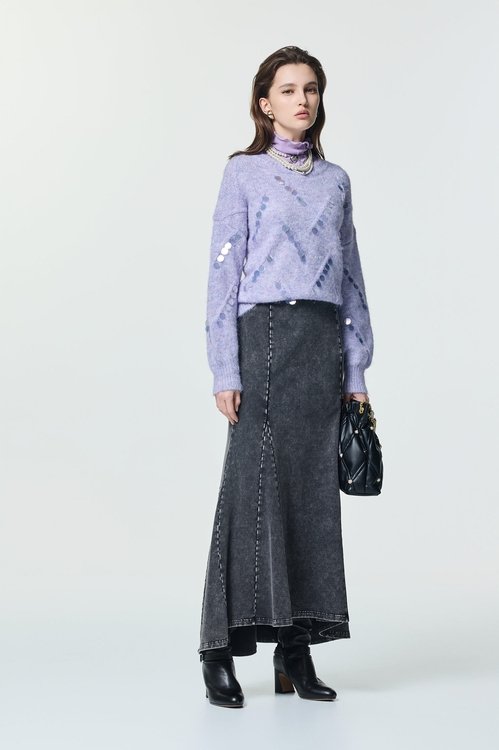 銀河丁香紫針織上衣,秋冬穿搭