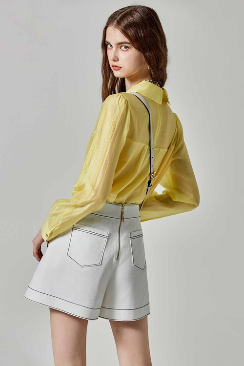香蕉黃絲棉單品上衣,