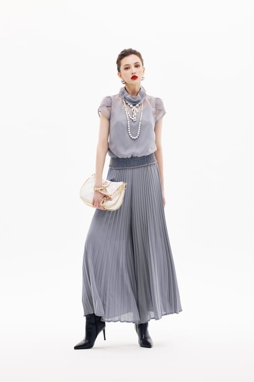 薄暮灰荷葉花苞袖單品,