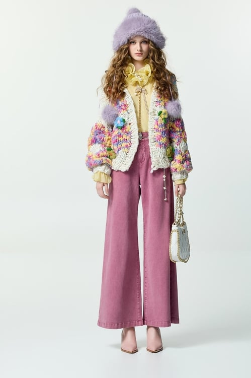 粉彩雪尼爾紗針織外套,秋冬穿搭