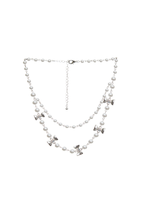 甜美垂墜珍珠蝴蝶結項鍊,蝴蝶結