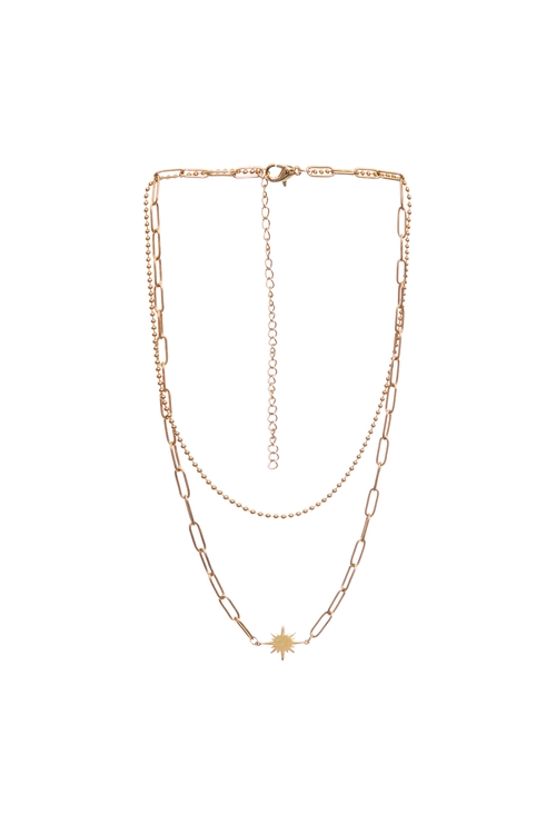 簡約金屬太陽雙層細鍊,項鍊