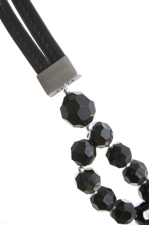 皮綁式時尚角珠腰鍊,皮革