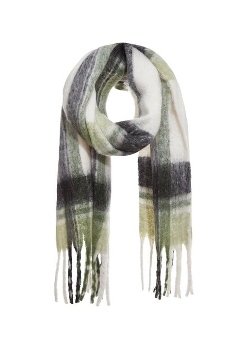 簡約暖絨格紋圍巾,圍巾