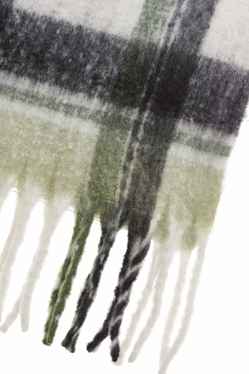 簡約暖絨格紋圍巾,圍巾