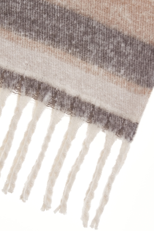 日系暖絨條紋圍巾,圍巾