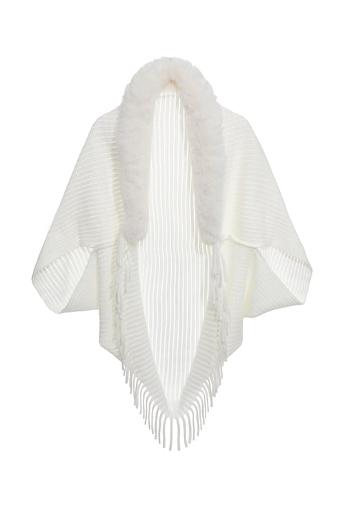 蓬鬆毛絨織紋披肩,圍巾