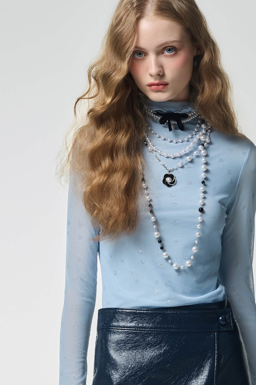 小香風多層次花朵珍珠項鍊,