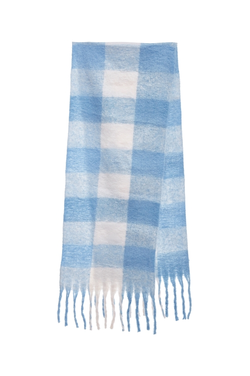簡約藍白格紋暖絨圍巾,,簡約藍白格紋暖絨圍巾,圍巾,格紋,秋冬穿搭,針織,圍巾,格紋,秋冬穿搭,針織