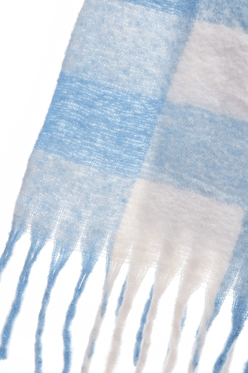 簡約藍白格紋暖絨圍巾,,簡約藍白格紋暖絨圍巾,圍巾,格紋,秋冬穿搭,針織,圍巾,格紋,秋冬穿搭,針織